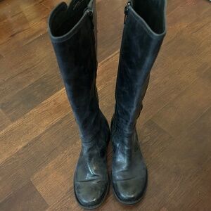 BORN Leather Zip Buckle Mid Calif Biker Boots